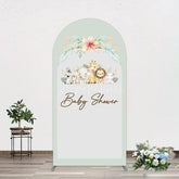 Aperturee - Aperturee Safari Green Leaf Floral Baby Shower Arch Backdrop